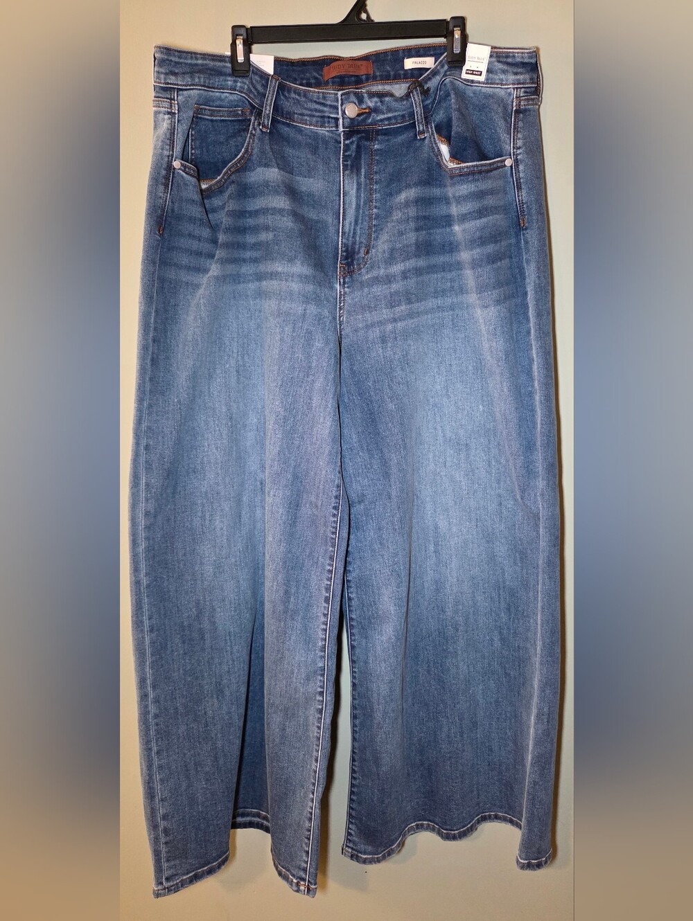 Judy Blue Womens 22W Palazzo Jeans High Waist Wide Leg Medium Wash NWT